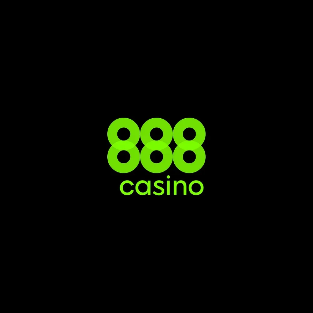888 Casino logo in bright green on black background